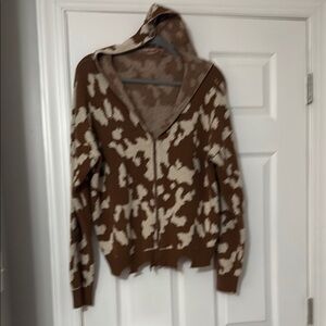 Brown and Cream Women's Sweater